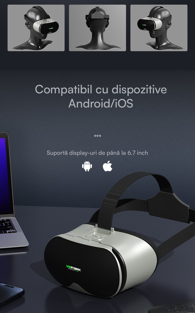 Ochelari VR pentru smartphone, compatibili cu Android si iOS, design ergonomic si lentile HD ajustabile.